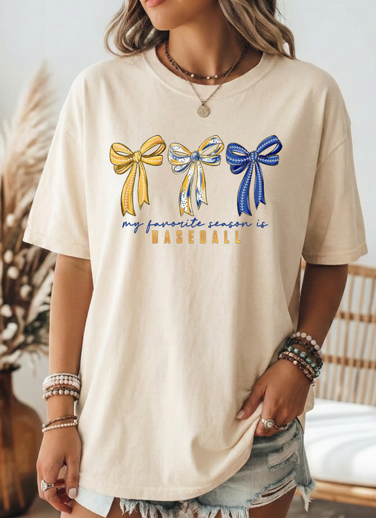 Favorite Season Baseball Tee - Blue/yellow