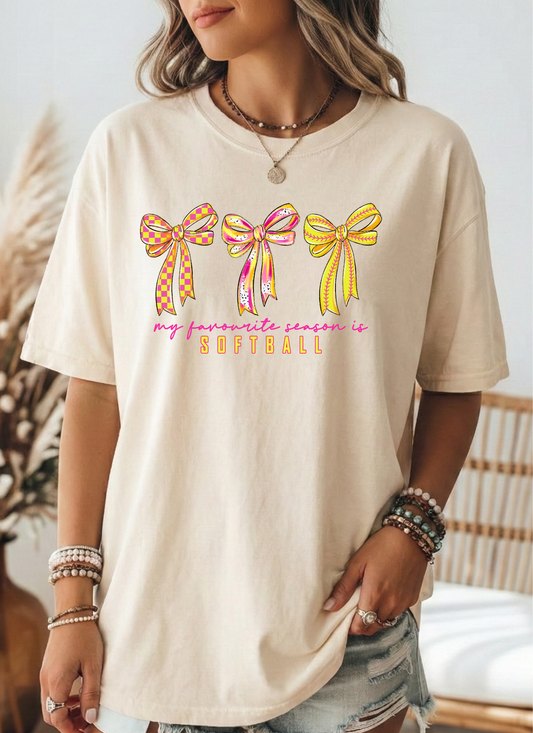 Favorite Season Softball Tee - Pink/Yellow