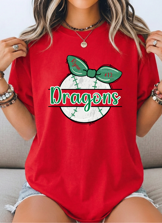 Custom Dragons Baseball Tee